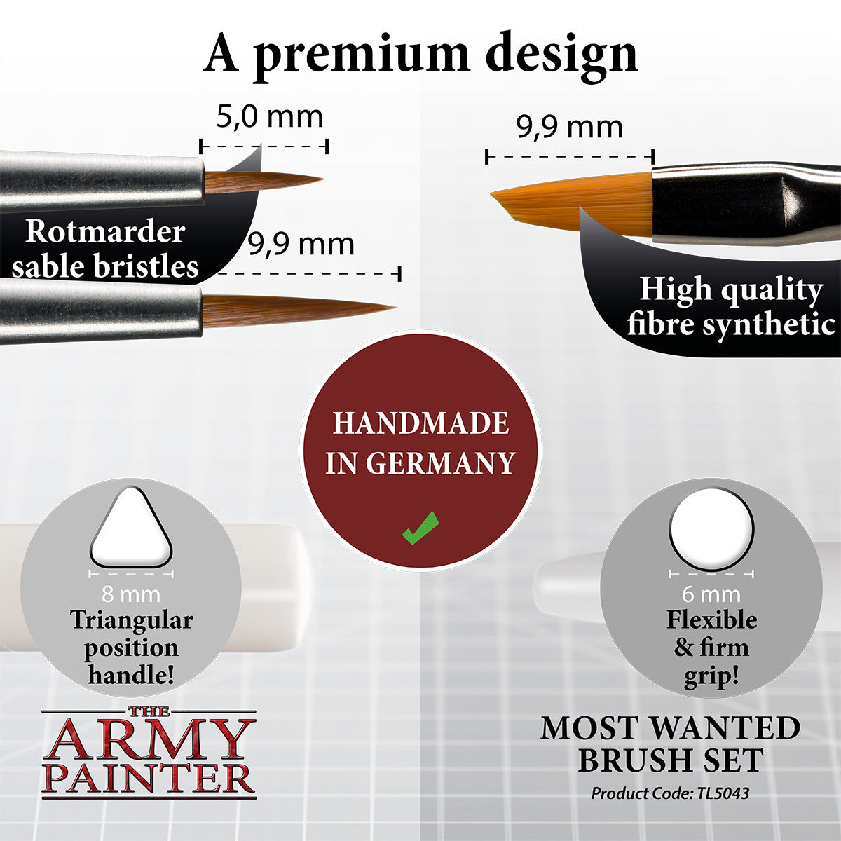 The Army Painter Most Wanted 3 Piece Brush Set For Miniature Painting - TL5043