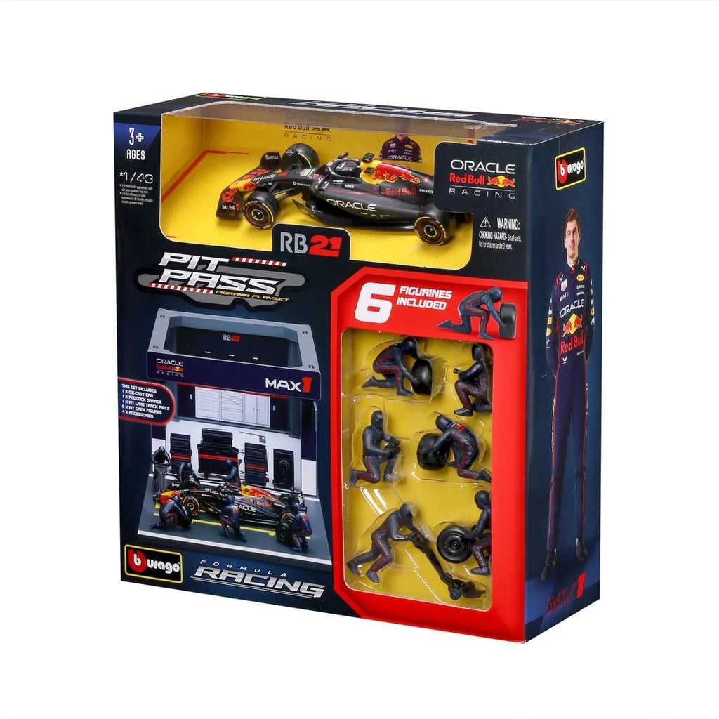 Burago 1:43 Scale Oracle Redbull Racing Formula One Team Pit Pass Diorma Playset - #18-38459V