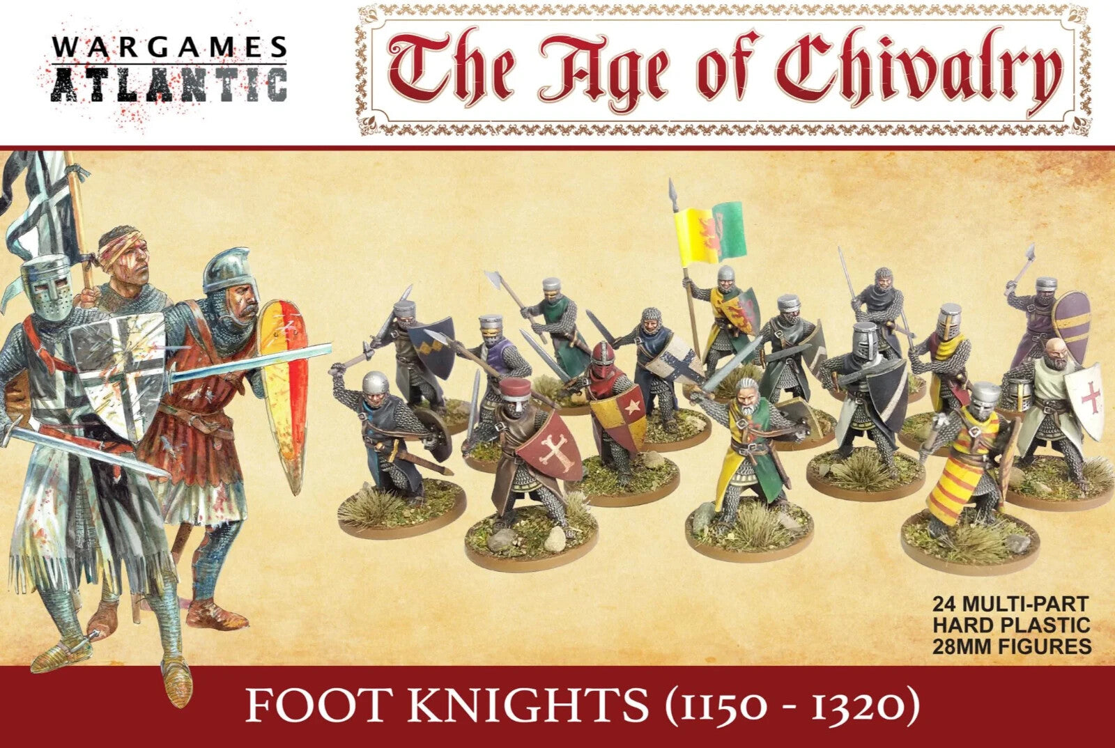 Wargames Atlantic The Age of Chivalry 28mm Foot Knights (1150 - 1320) - WAAAC001