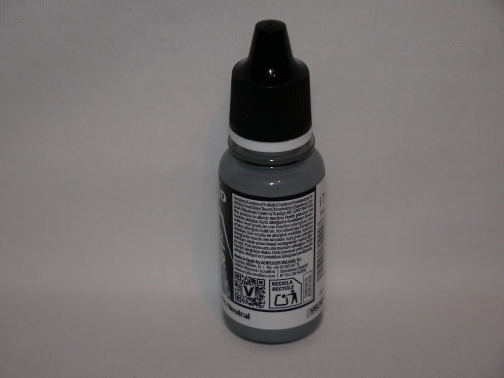 Vallejo Model Color Neutral Grey Acrylic 18ml/0.60 fl oz Dropper Bottle - 70.992