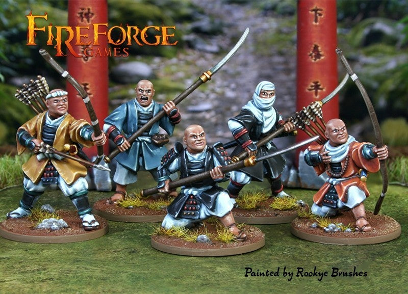 Fireforge Games Samurai Wars 28mm Scale Hard Plastic Mounted Monks - BS-SWMO02