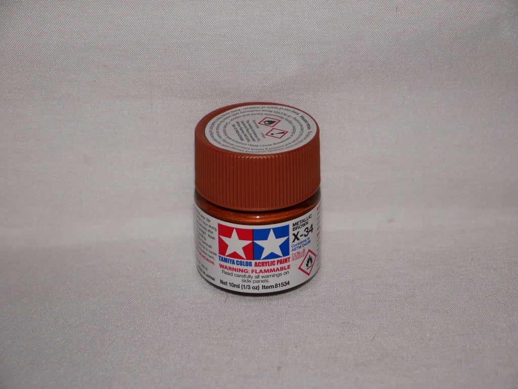 Tamiya Color Acrylic Model Paint Mini X-34 Metallic Brown 10ml Glass Jar - 81534
