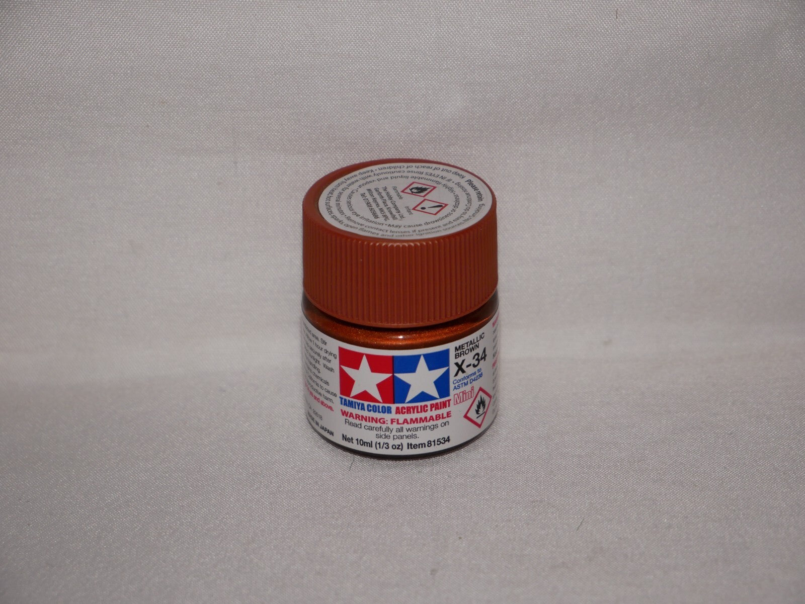 Tamiya Color Acrylic Model Paint Mini X-34 Metallic Brown 10ml Glass Jar - 81534