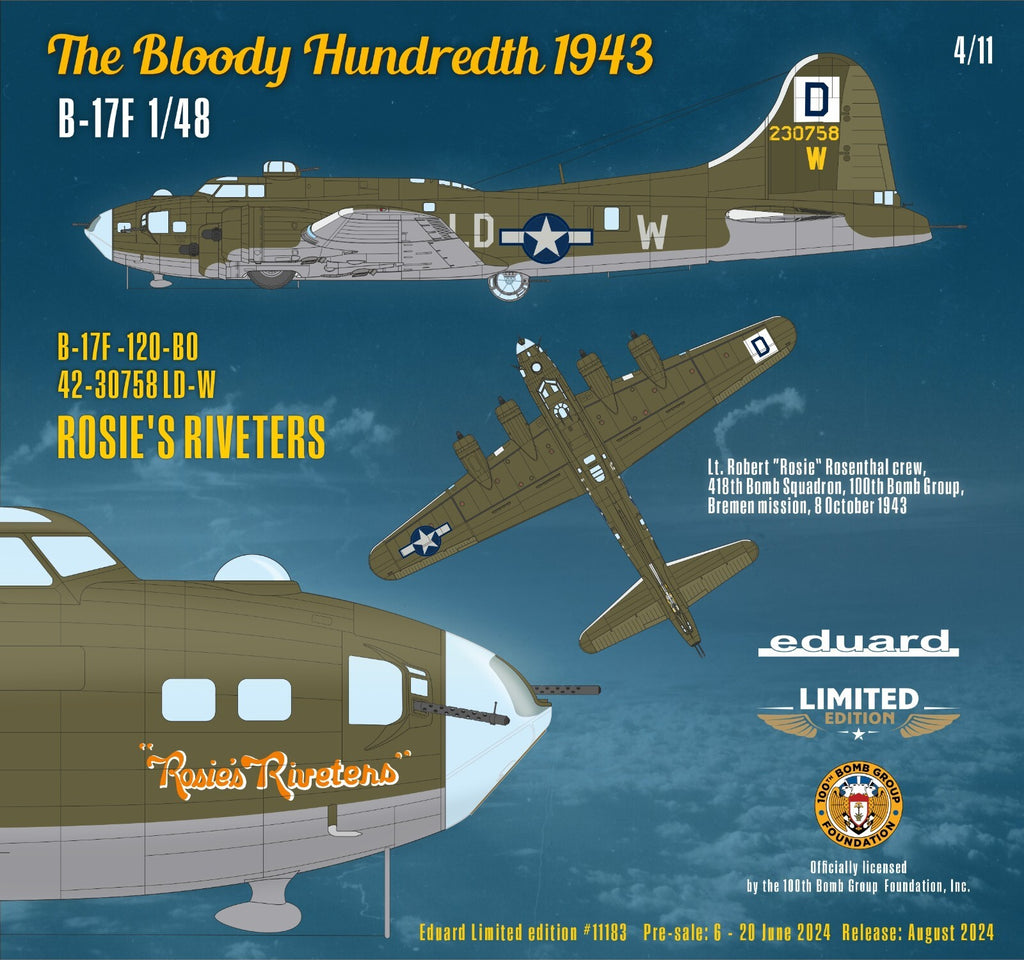 Eduard 1:48 Boeing B-17F Flying Fortress The Bloody Hundredth 1943 Limited Edition - 11183