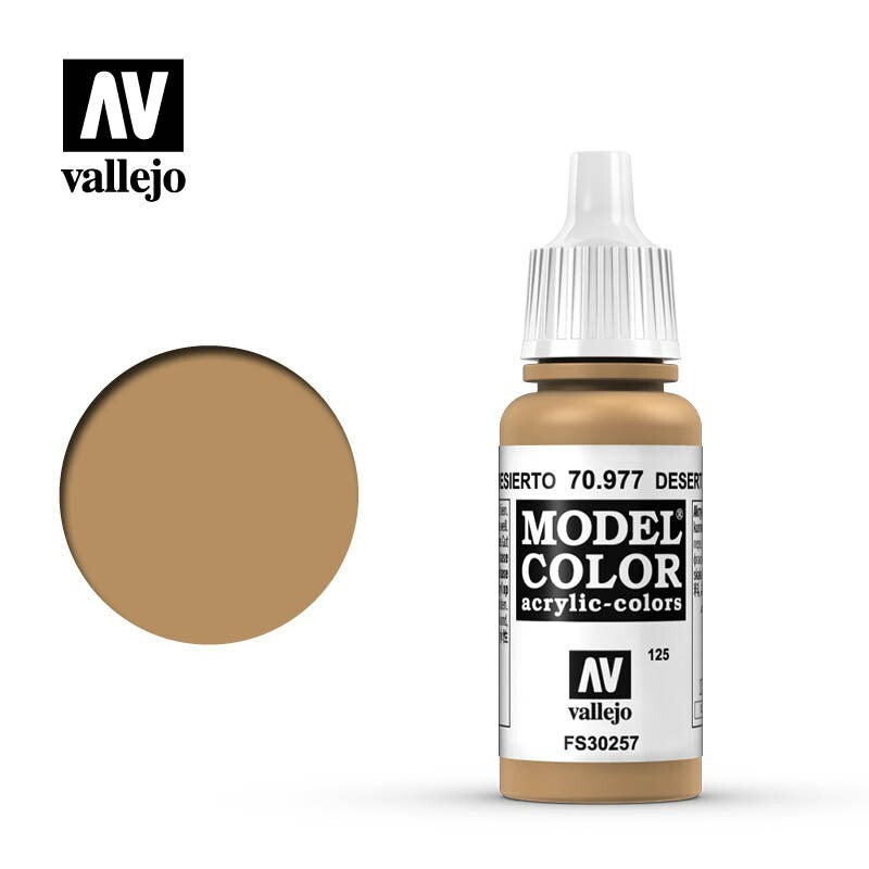 Vallejo Model Color Desert Yellow Acrylic 17ml/0.57 fl oz Dropper Bottle 70.977