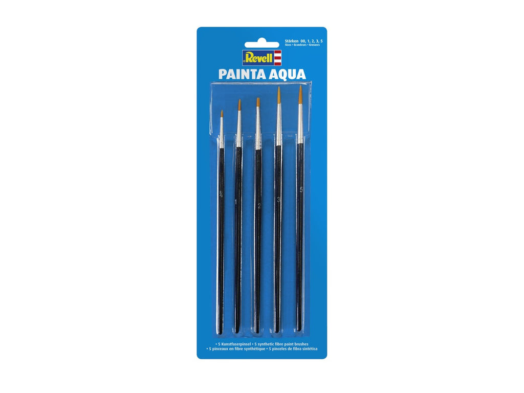 Revell Paint Brush Set 5 Painta Aqua Brushes (Assorted Sizes 00 - 5) - 39624