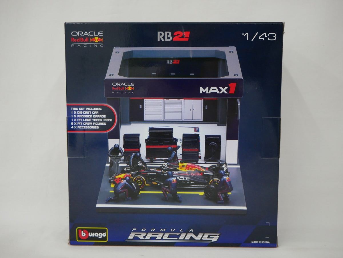 Burago 1:43 Scale Oracle Redbull Racing Formula One Team Pit Pass Diorma Playset - #18-38459V
