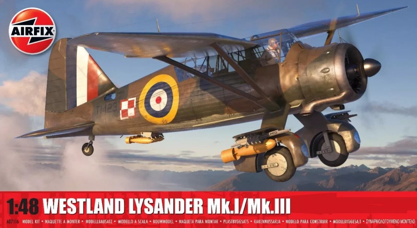 Airfix 1:48 Scale Westland Lysander Mk.I/Mk.III Model Kit Skill Level 3 - A07116