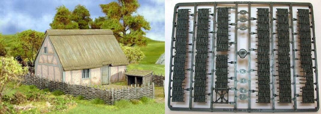 Renedra Ltd Generic Scenery & Bases 1/56 Scale Wattle Fences Grey 2 Frames RN16
