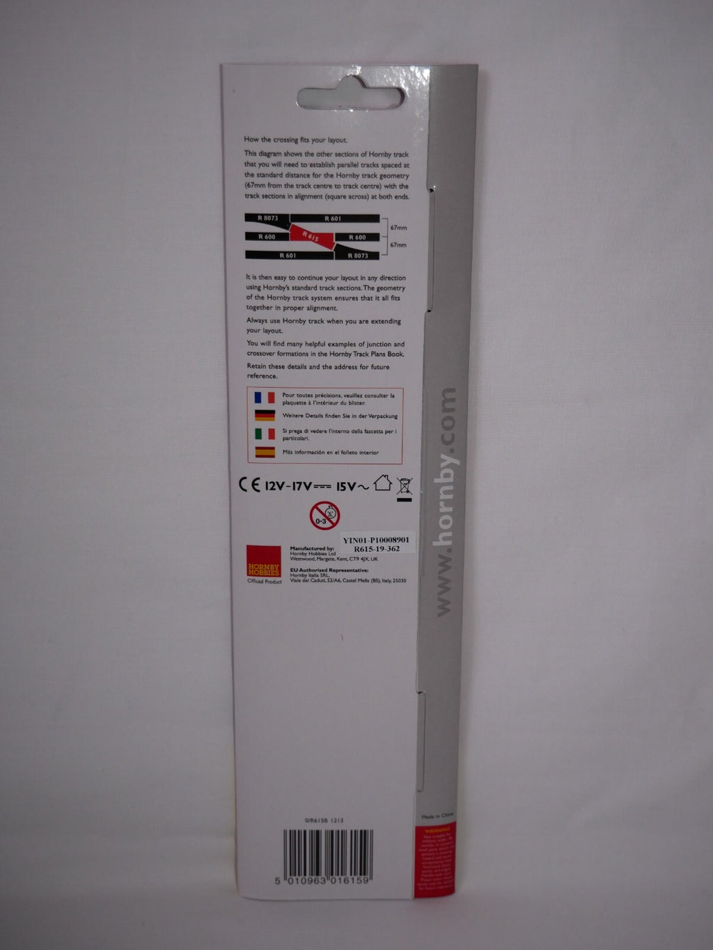 Hornby 1:76 Model Railway Track Single Piece Right Hand Diamond Crossing - R615