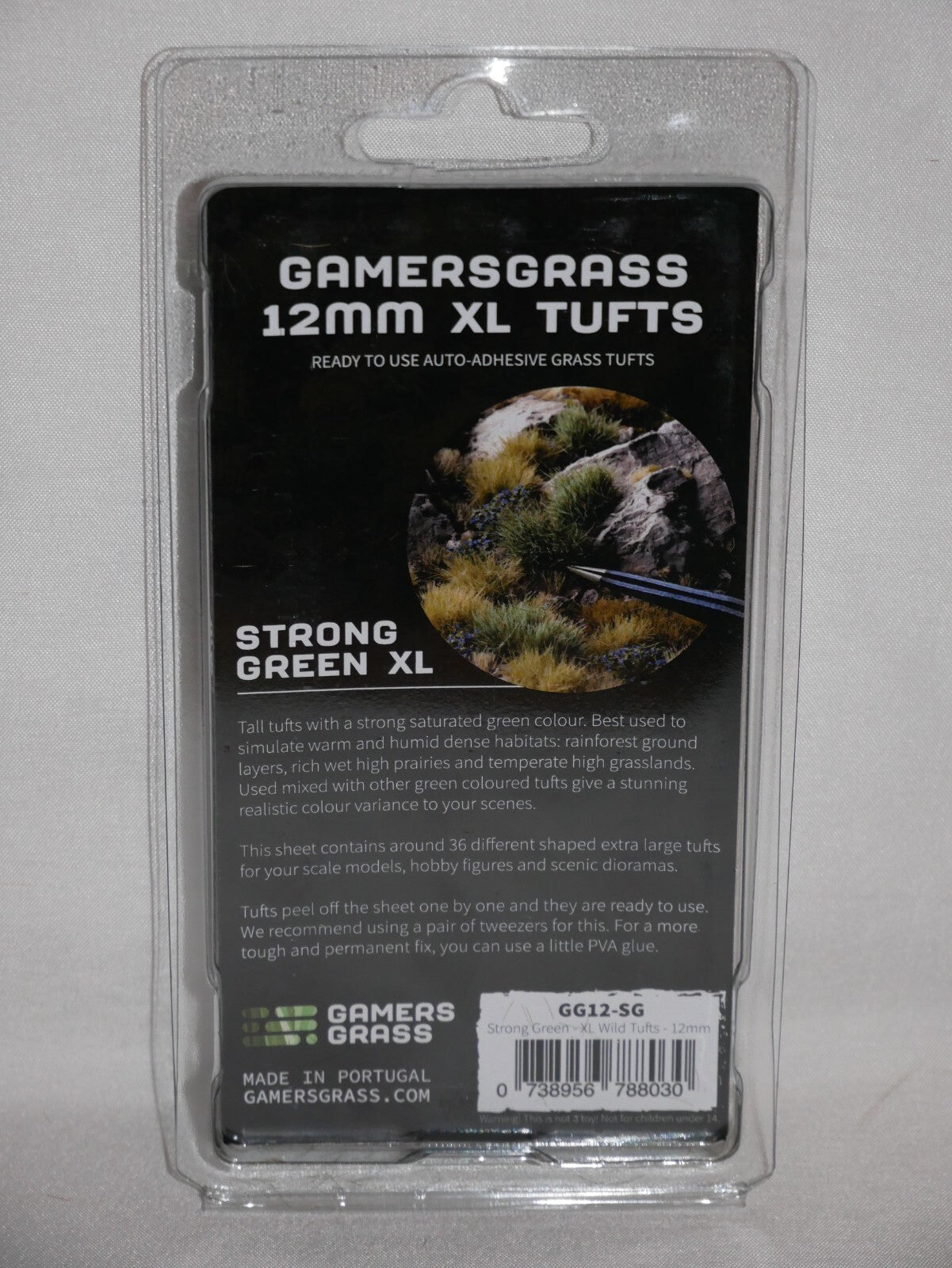 Gamers Grass Wild Strong Green XL 12mm Tufts For Mini Bases 36 Per Pack GG12-SG