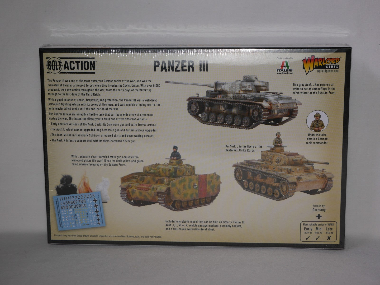 Warlord Games Bolt Action 1:56 Scale WW2 German Panzer III Medium Tank 402012004