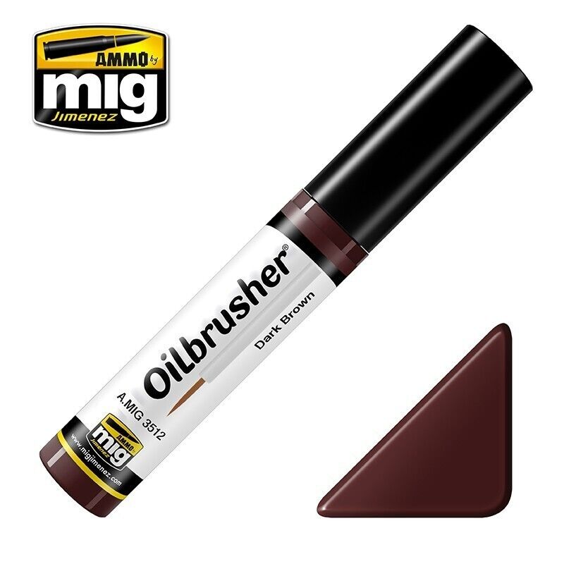 Ammo By Mig Jimenez Dark Brown Oilbrusher With Fine Brush Applicator A.MIG-3512
