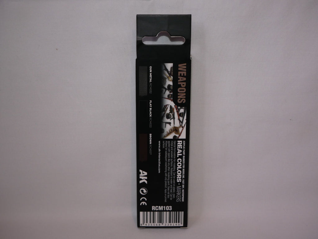 AK Interactive Real Colors Fast Dry Acrylic Markers Weapons (3 Piece) Set RCM103