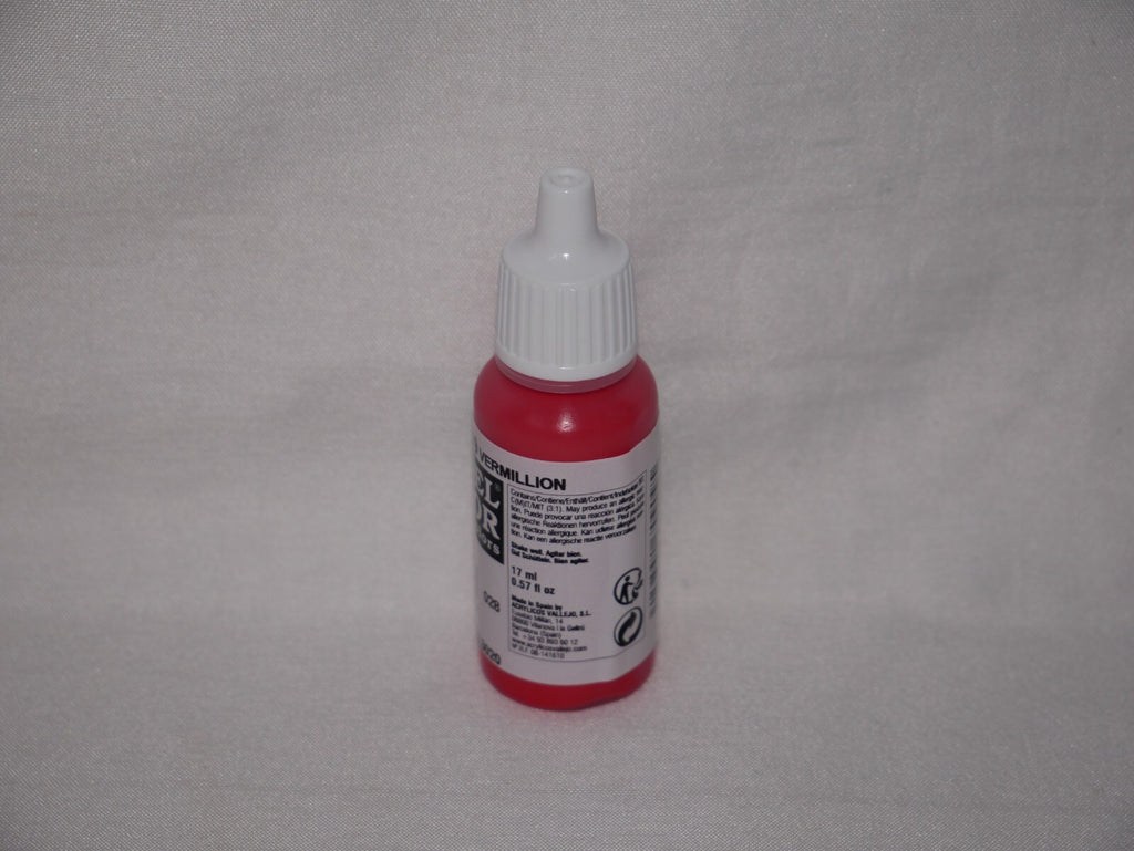 Vallejo Model Color Vermillion Acrylic 17ml/0.57 fl oz Dropper Bottle - 70.909
