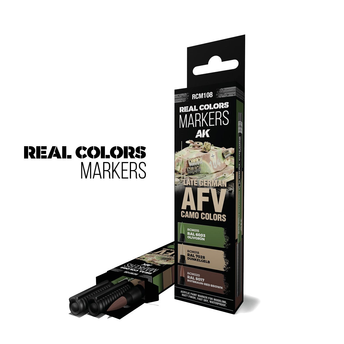 AK Interactive Real Color Markers Late German AFV Camo Colors 3 Piece Set RCM108