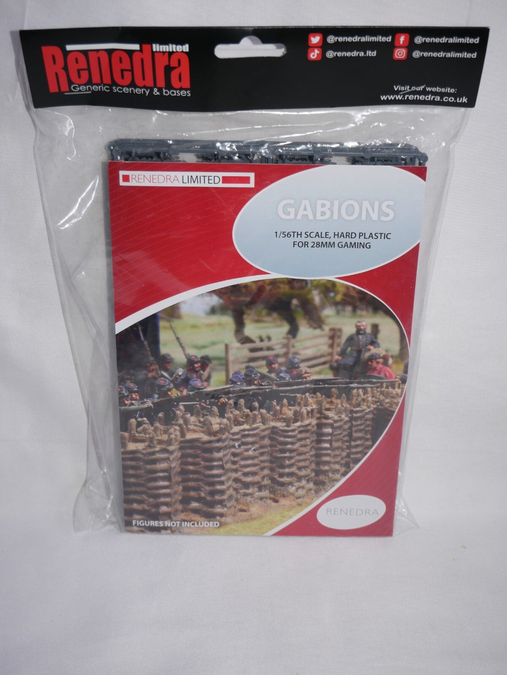 Renedra Ltd Generic Scenery & Bases 1/56 Scale 20 Gabions Grey 2 Frame - RN20GAB