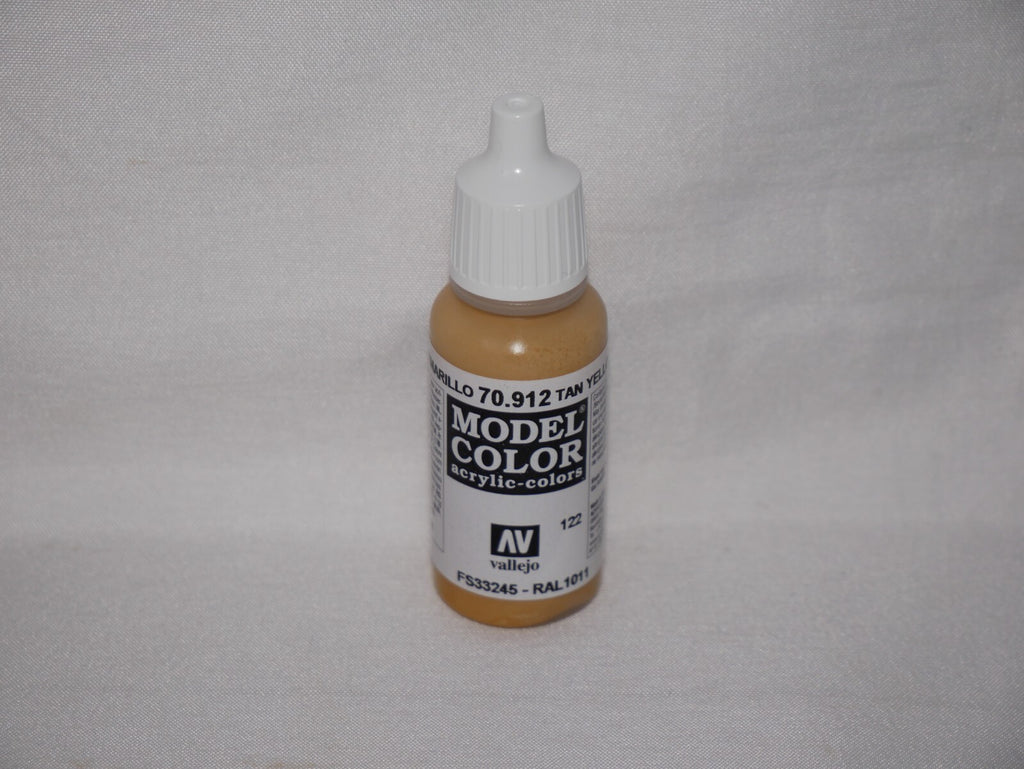 Vallejo Model Color Tan Yellow Acrylic 17ml/0.57 fl oz Dropper Bottle - 70.912