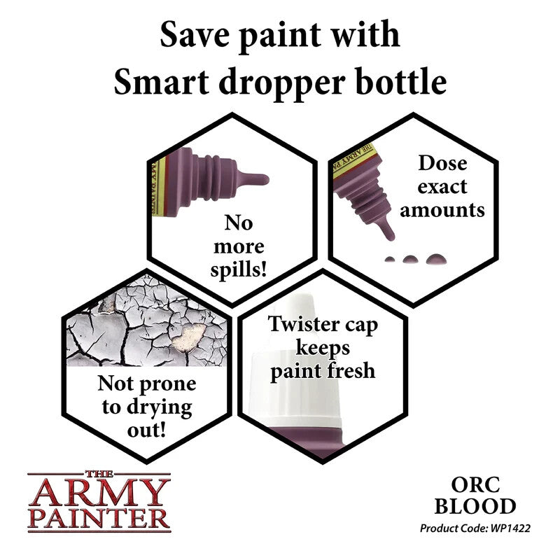 The Army Painter Acrylic Warpaints Range Orc Blood 18ml Dropper Bottle - WP1422