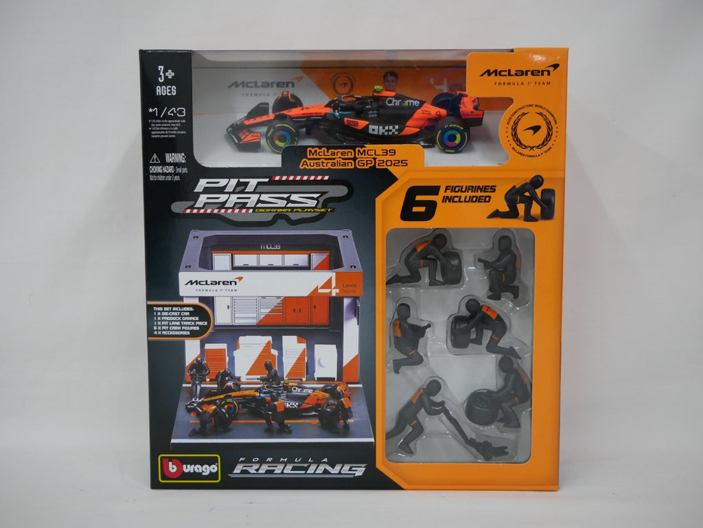 Burago 1:43 McLaren MCL39 Australian GP 2025 L.Norris Pit Pass Diorma Playset - #18-38457N