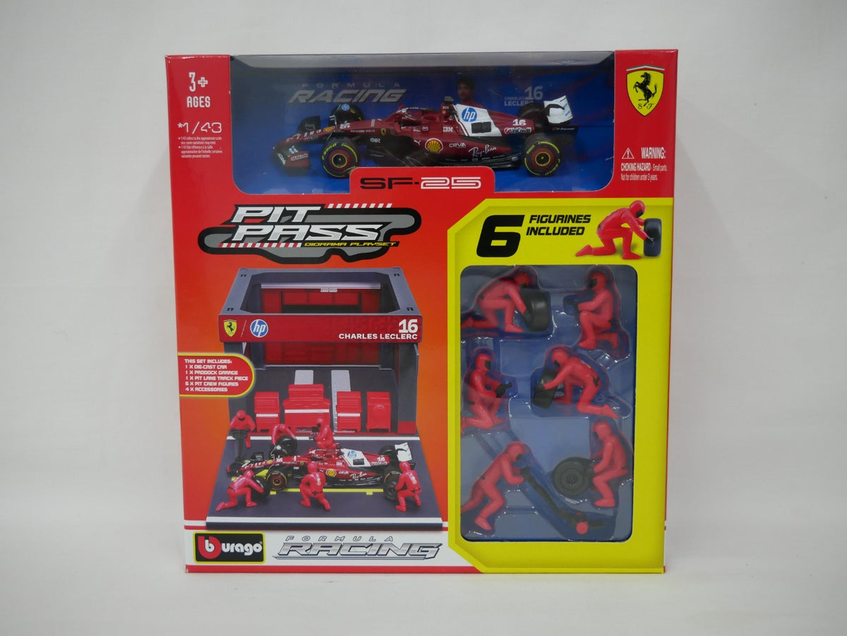 Burago 1:43 Scuderia Ferrari Formula One Team C.Leclerc Pit Pass Diorma Playset - #18-36865L