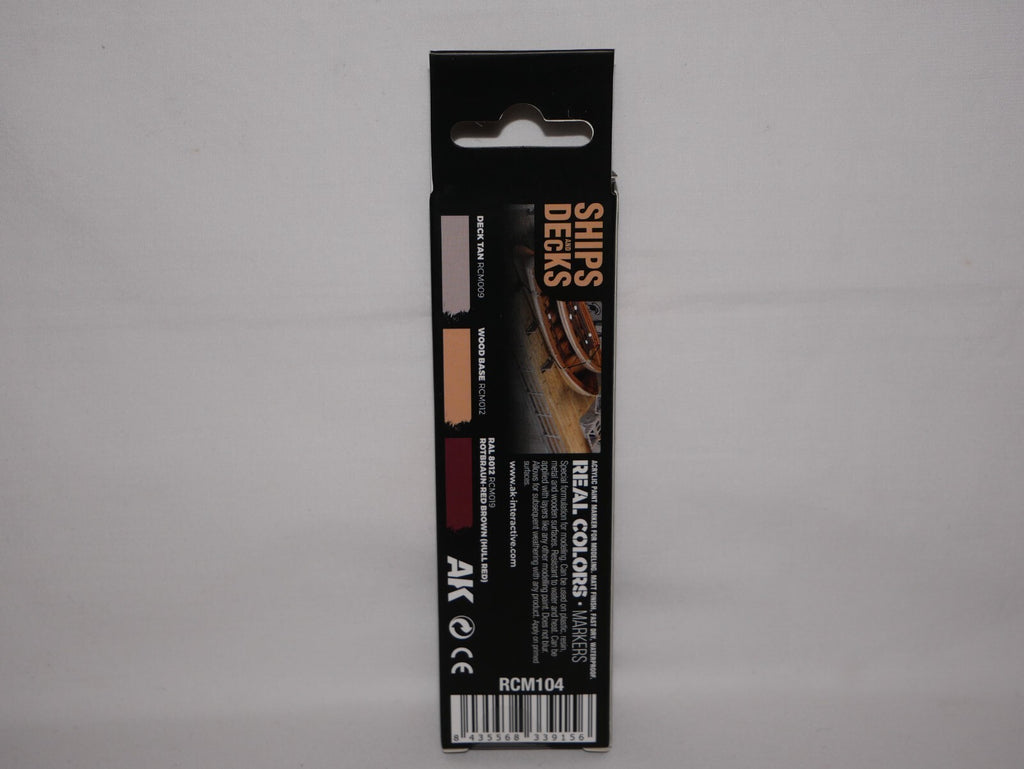 AK Interactive Real Colors Acrylic Markers Ships & Decks (3 Piece) Set - RCM104