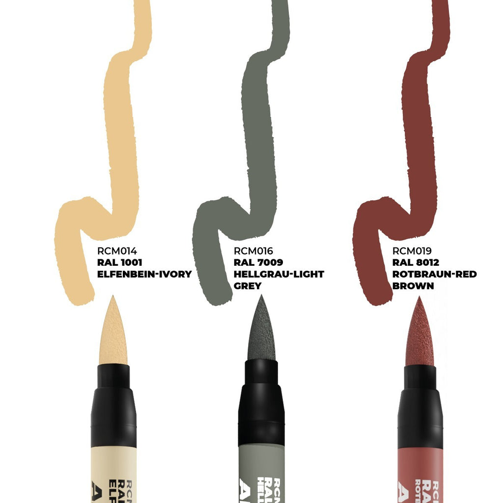 AK Interactive Real Color Acrylic Markers German Tanks 3 Piece Pen Set - RCM107