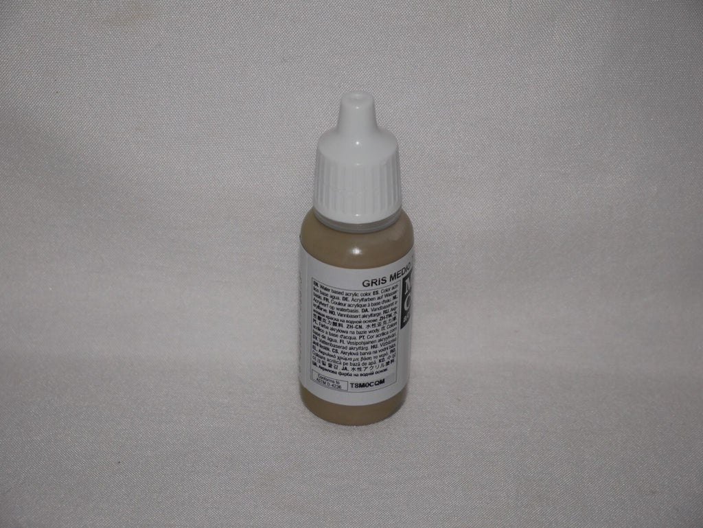 Vallejo Model Color Medium Grey Acrylic 17ml/0.57 fl oz Dropper Bottle - 70.987