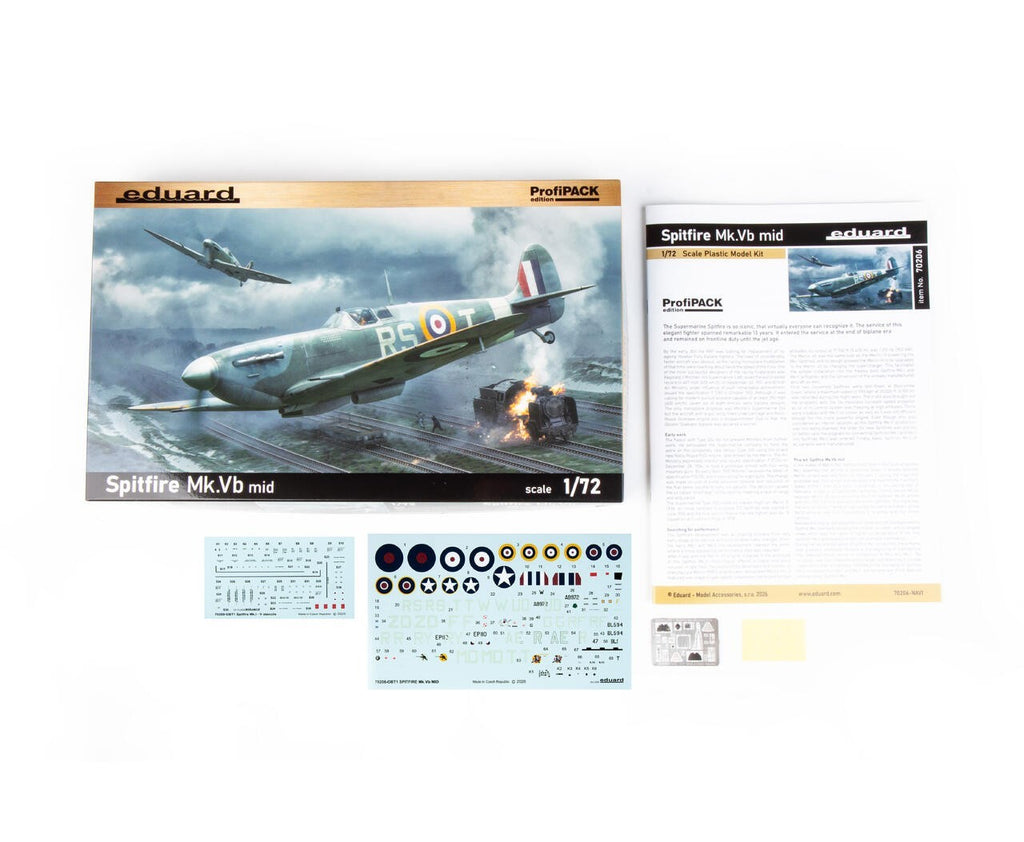 Eduard 1:72 Scale WWII Supermarine Spitfire Mk.Vb Mid ProfiPACK Edition - 70206