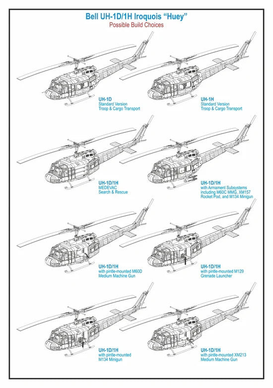 Rubicon Models 1:56 Scale Bell UH-1D / UH-1H "Huey" Military Helicopter - 280119