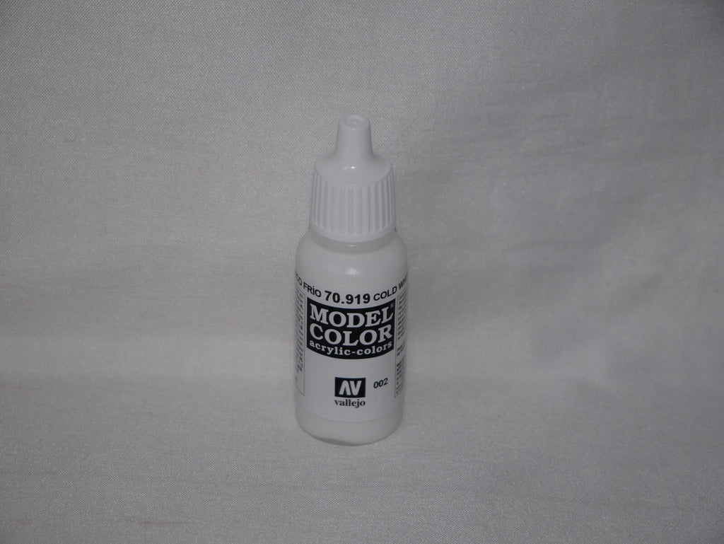 Vallejo Model Color Cold White Acrylic 17ml/0.57 fl oz Dropper Bottle - 70.919