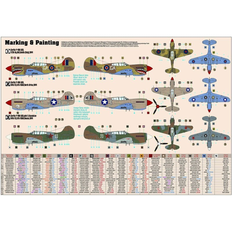 MisterCraft Model Kits 1:72 (D-220) Curtiss P-40K 'Kittyhawk' MK.III - 042202