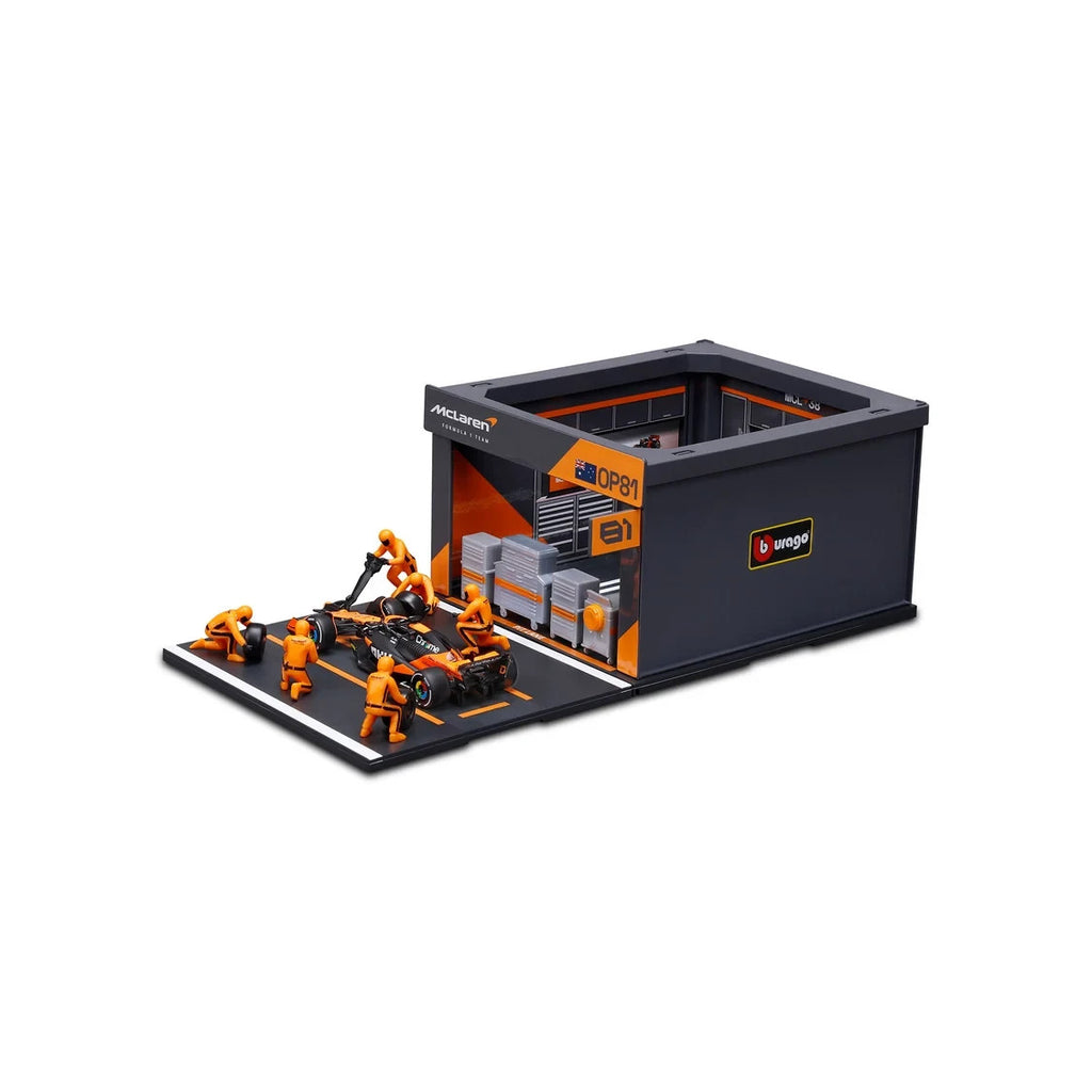 Burago 1:43 Scale McLaren MCL38 Miami GP 2024 O.Piastri Pit Pass Diorma Playset - #18-38451P
