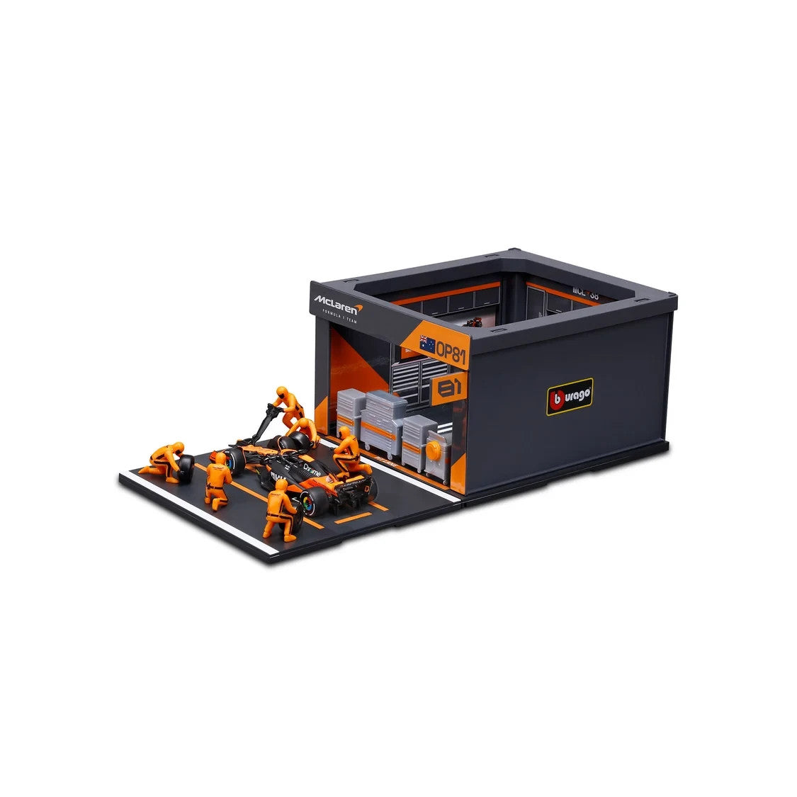 Burago 1:43 Scale McLaren MCL38 Miami GP 2024 O.Piastri Pit Pass Diorma Playset - #18-38451P