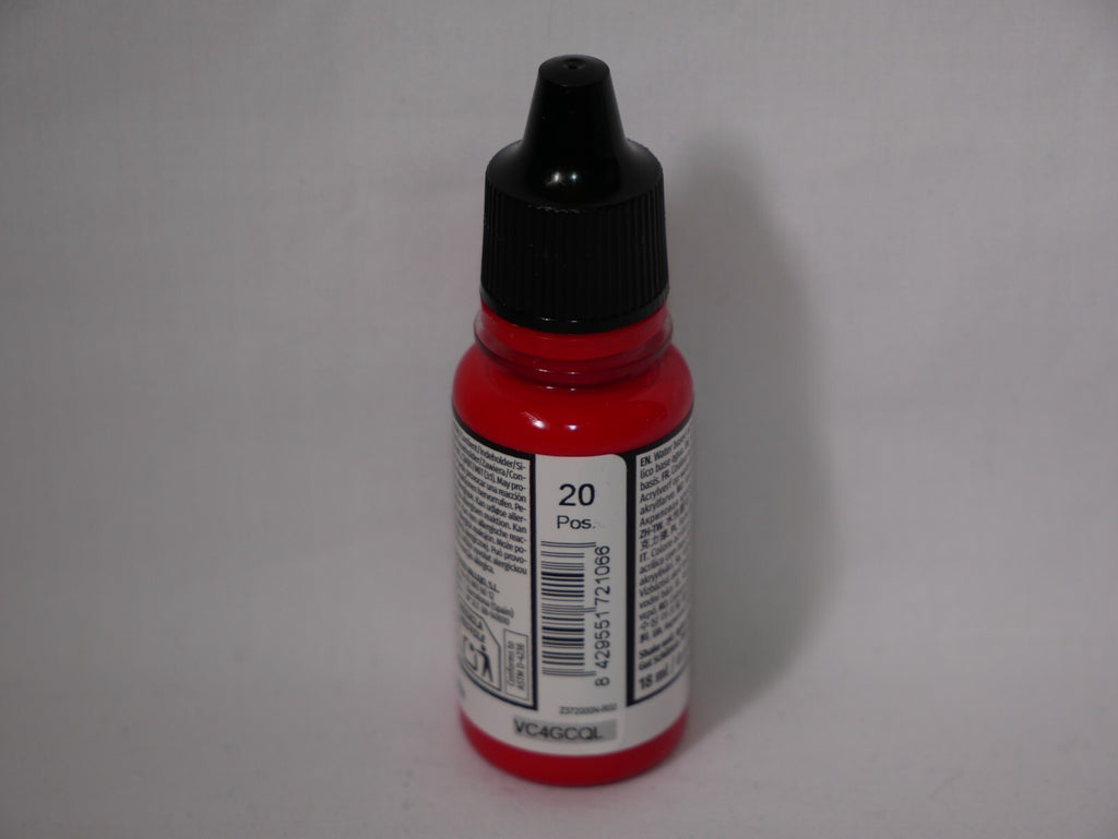 Vallejo Game Color Acrylics Scarlet Blood 18ml/0.6 fl oz Dropper Bottle - 72.106