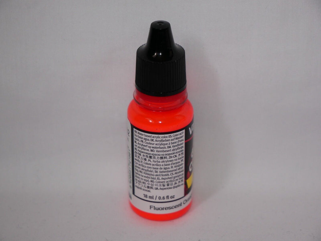Vallejo Game Color Acrylic Range Fluorescent Orange 18ml Dropper Bottle - 72.156