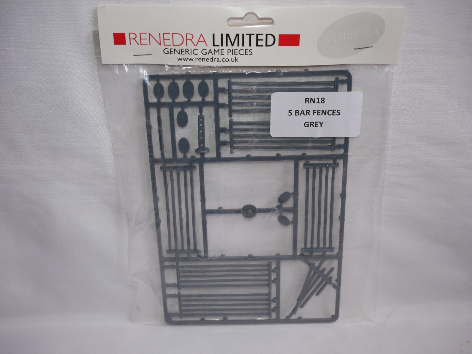 Renedra Limited Generic Scenery & Bases 1/56 Scale 5 Bar Fences Grey - RN18