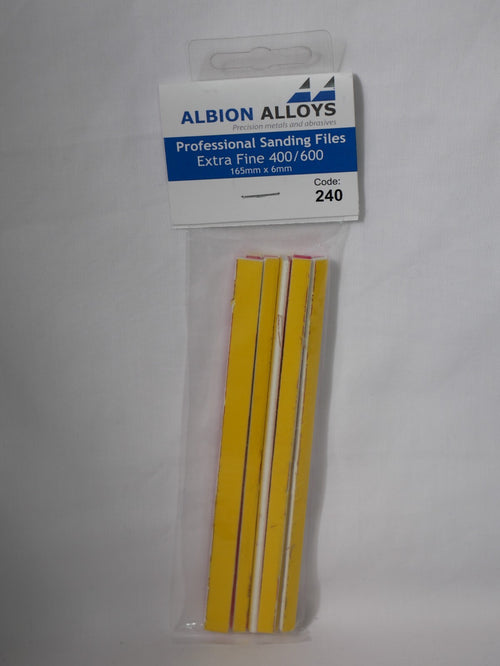 Albion Alloys Professional Extra Fine Sanding Files 400/600 Grit 165mm x 6mm - 240