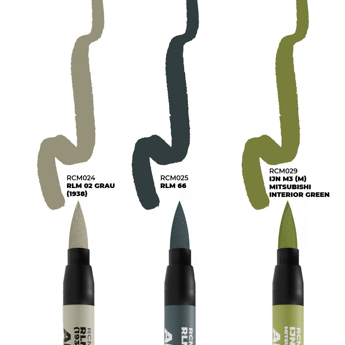 AK Interactive Real Color Markers WWII Axis Aircraft Cockpit Colors 3pcs RCM110