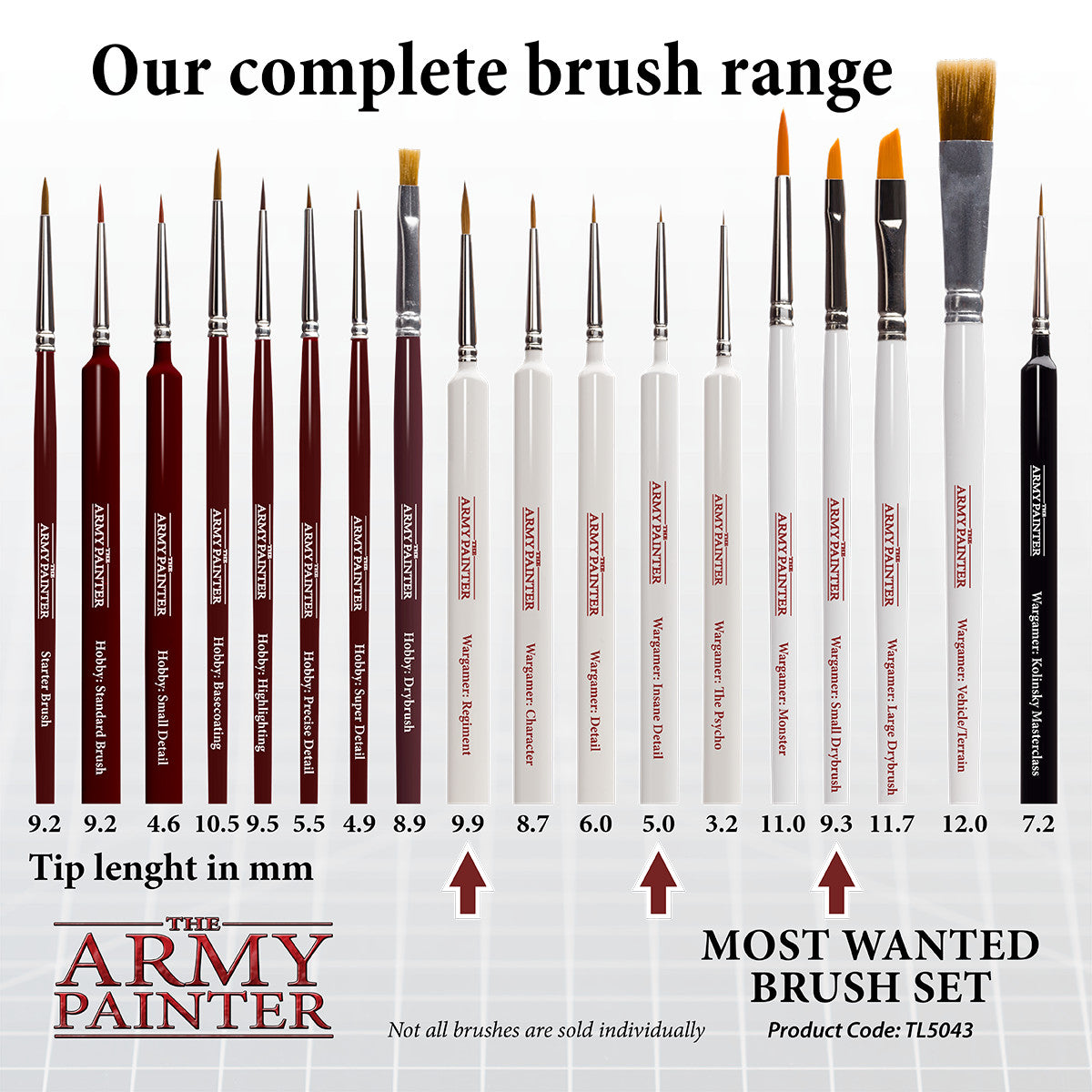 The Army Painter Most Wanted 3 Piece Brush Set For Miniature Painting - TL5043