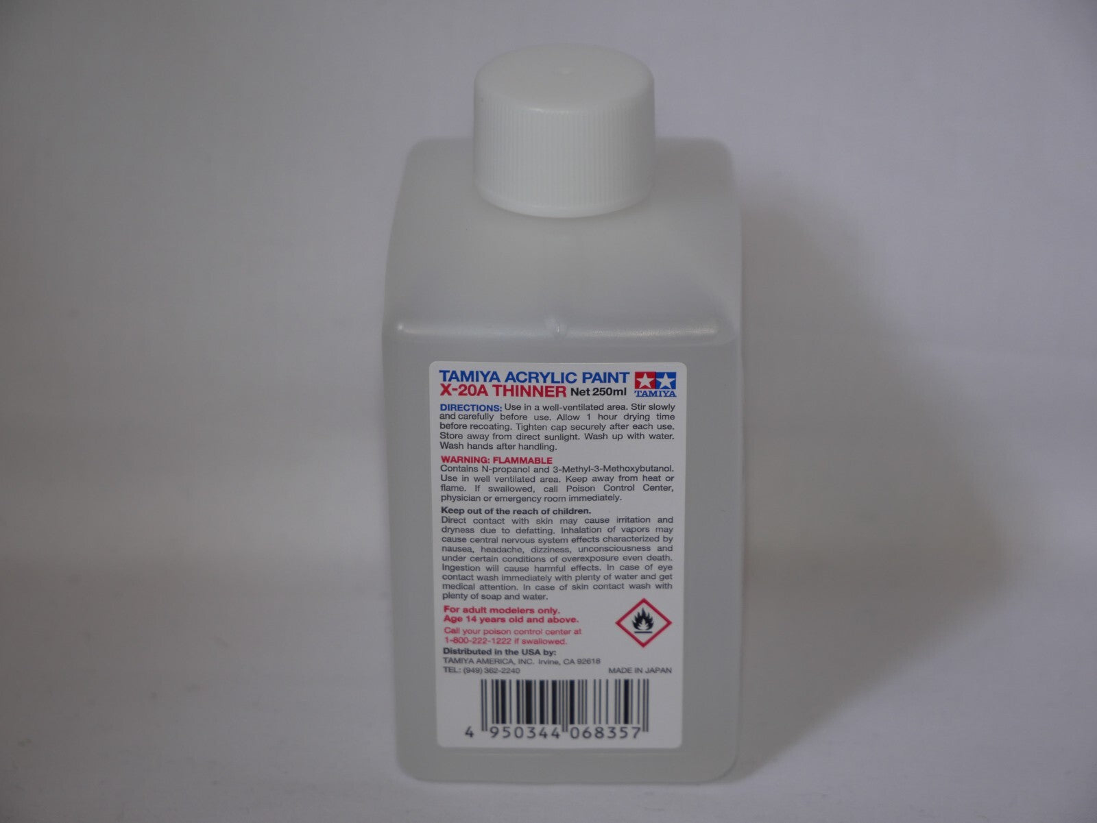 Tamiya Color Acrylic Modeling Paint X-20A Thinner & Cleaner 250ml Bottle - 81040