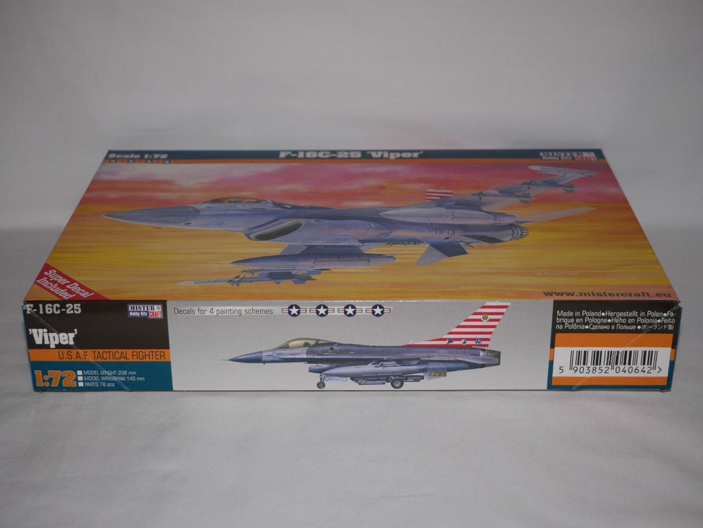 MisterCraft Hobby Kits 1:72 Scale (D-64) F-16C-25 'Viper' Fighter Jet - 040642