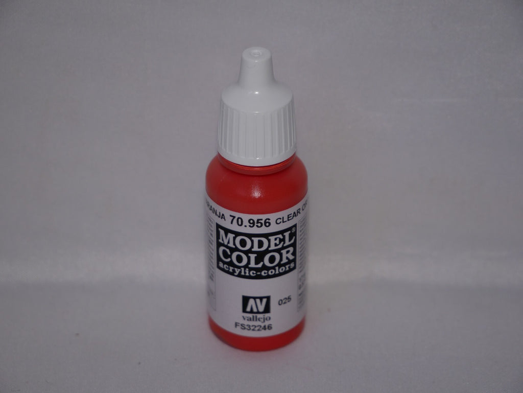 Vallejo Model Color Clear Orange Acrylic 17ml/0.57 fl oz Dropper Bottle - 70.956