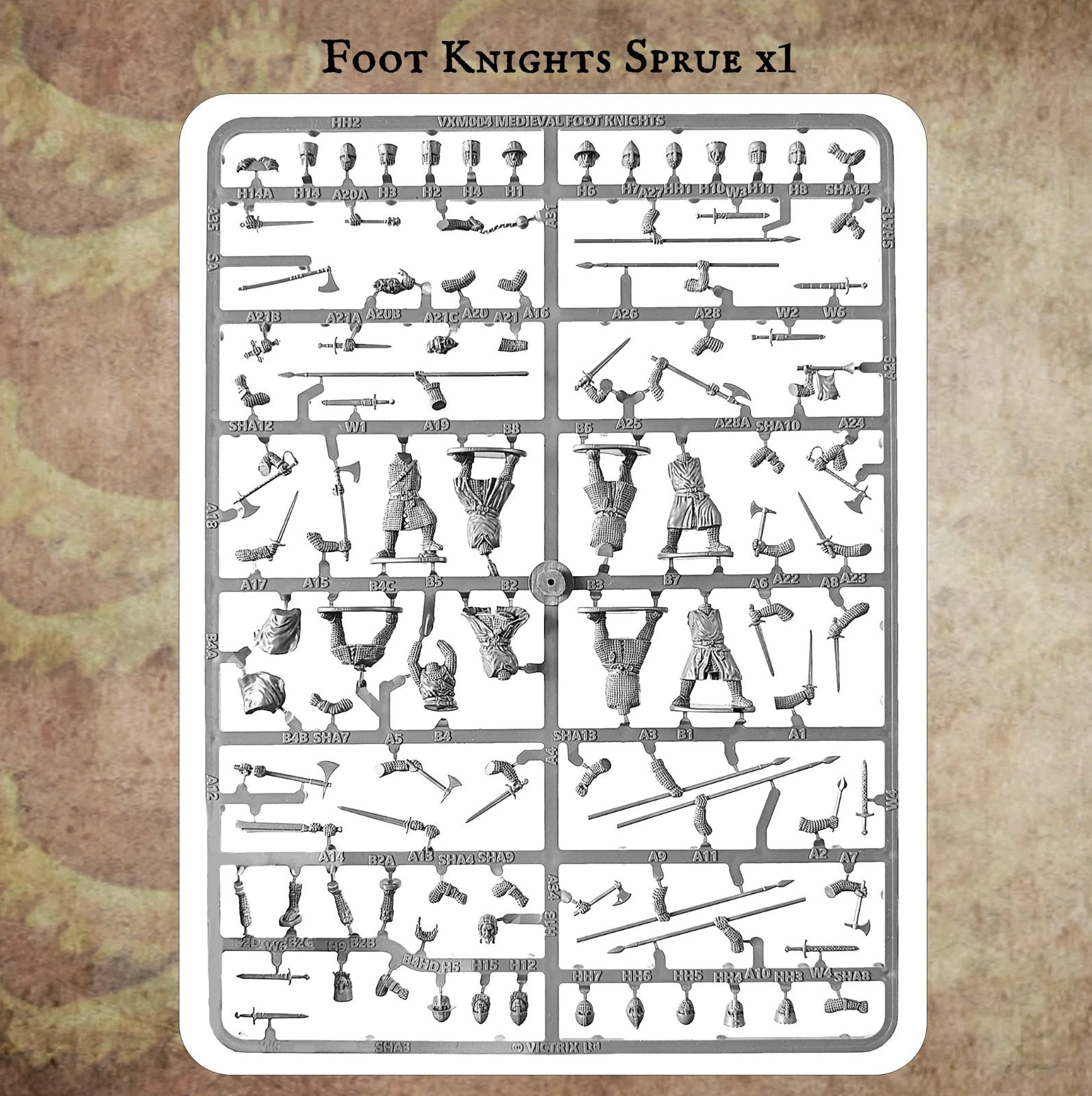Victrix 28mm Scale Hard Plastic Medieval Warband (42) Miniatures Set - VXWB005
