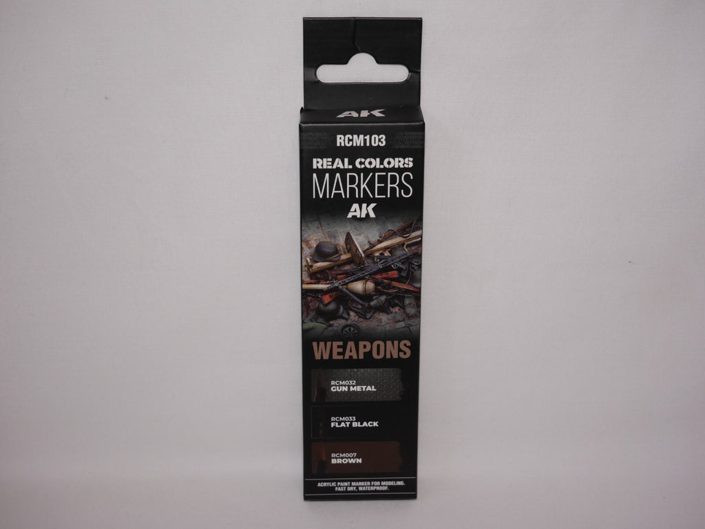 AK Interactive Real Colors Fast Dry Acrylic Markers Weapons (3 Piece) Set RCM103