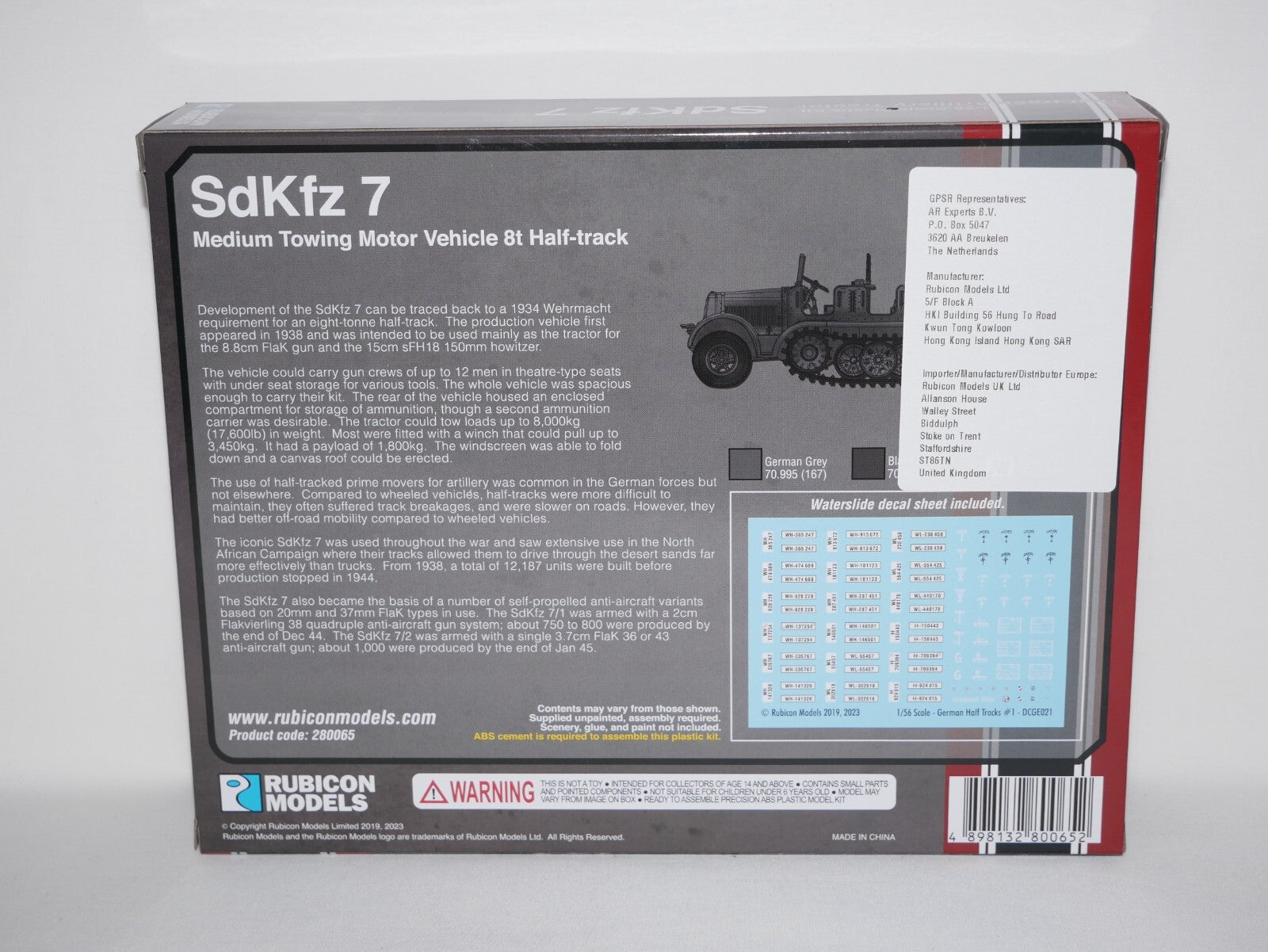 Rubicon Models 1:56 Scale German SdKfz 7 Half-Track Artillery Tractor - 280065