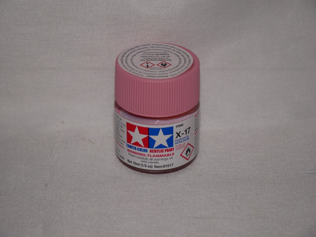 Tamiya Color Acrylic Modeling Paint Mini X-17 Pink 10ml (1/3oz) Glass Jar 81517