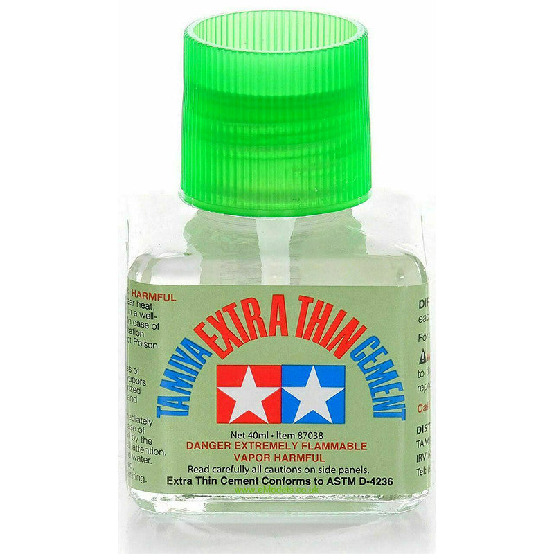 Tamiya Extra Thin Polystyrene Cement For Plastic Models 40ml Glass Jar - 87038
