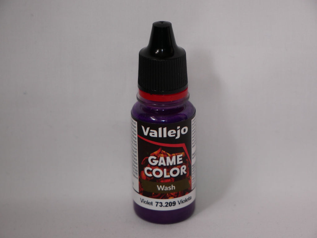 Vallejo Game Color Acrylic Washes Violet 18ml/0.6 fl oz Dropper Bottle - 73.209