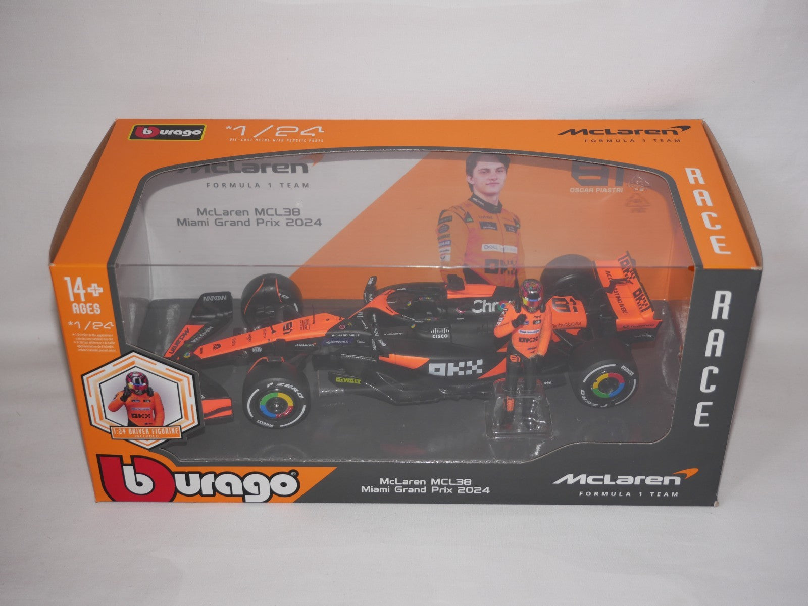 Burago 1:24 McLaren MCL38 Miami Grand Prix 2024 No.81 Oscar Piastri - #18-28040P